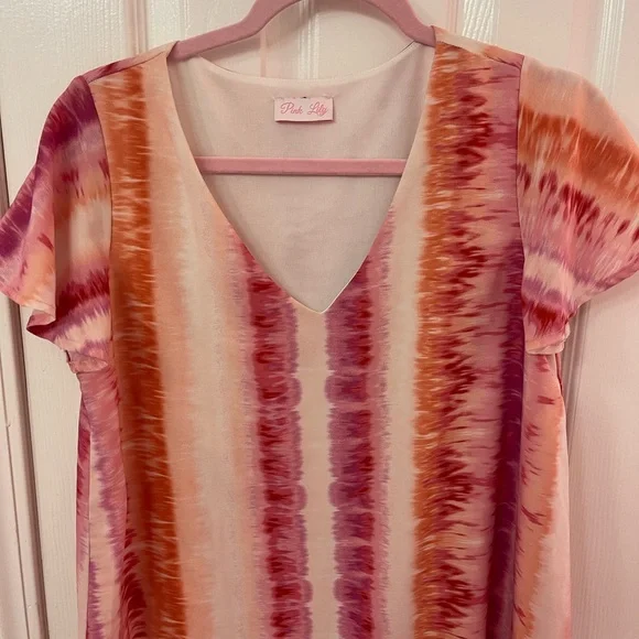 Pink Lily Women's Striped V-Neck Dress - Picture 2 of 5